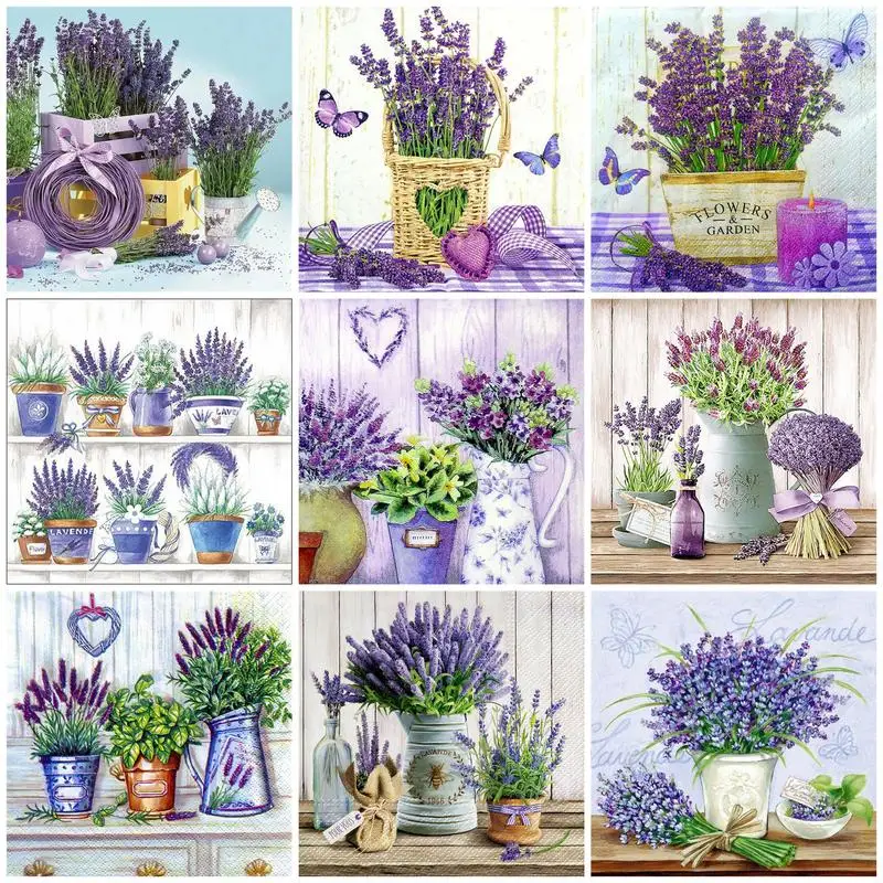 

CHENISTORY Full Square Round Drill 5D Diy Diamond Painting Purple Flower Mosaic Kits Adults Diamond Embroidery Scenery Home Deco