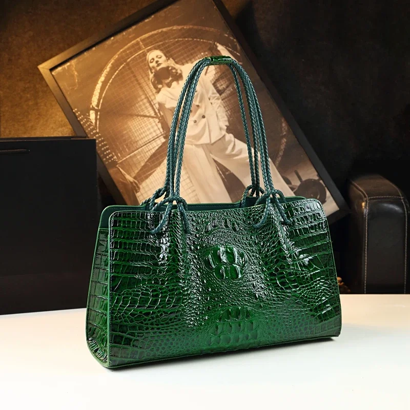 

Genuine Leather Women's Bag Crocodile Pattern Ladies Handbags Tote Bag Fashion Brand Travel Portable Shoulder Underarm Bags