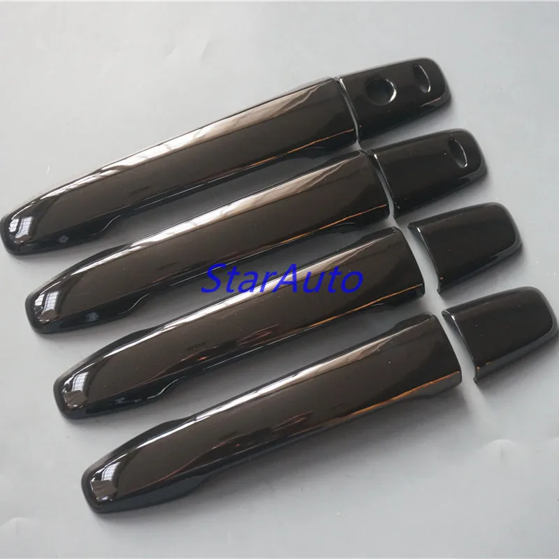 Новая хромированная глянцевая черная накладка на дверную ручку из углеродного