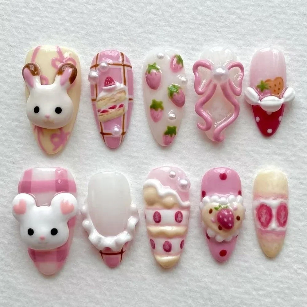 

MINISO Пресс-наклейки на ногти Kawaii Rilakkuma Hellokitty 3D
