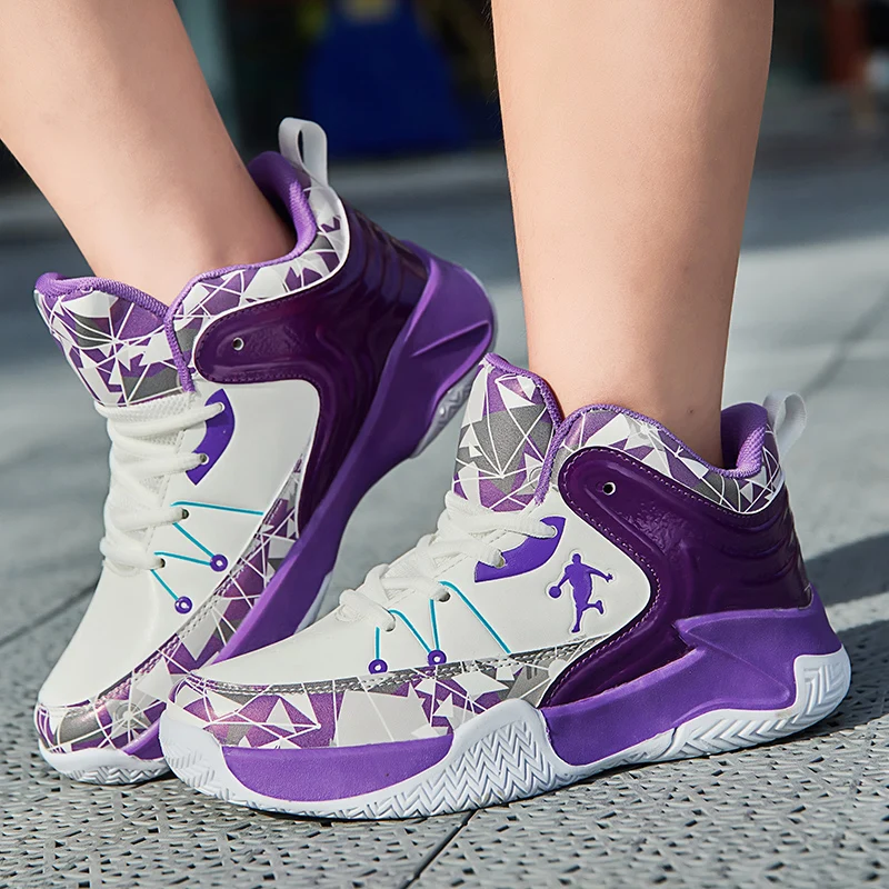 Brand Fashion Purple Men Professional Basketball Shoes Cushioning Non-Slip Sport Shoes Trainer Women Athletic Basketball Sneaker