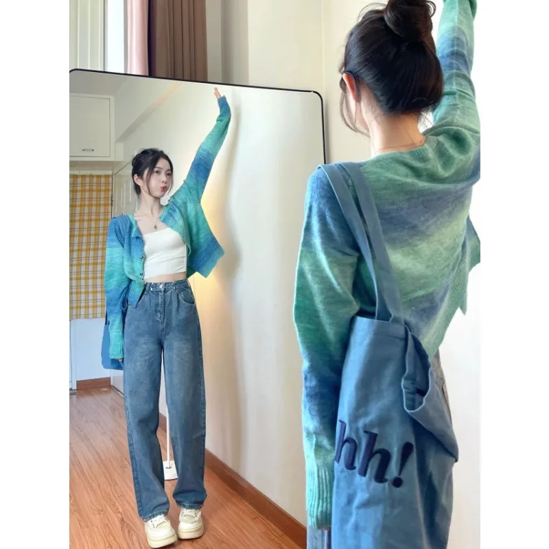 

Вязаный укороченный топ с длинным рукавом, весна-осень