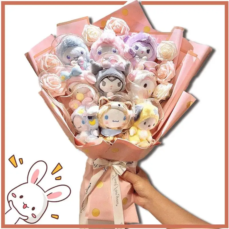 

Sanrio Anime Characters Kulomi Bouquet of Cartoon Dolls Finished Product Send The Kids Girl Confession Artifact Birthday Gifts