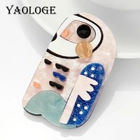yaologe hot selling womens brooch acrylic material cute cartoon owl shape pins brooches girls jewelry on bags clothes