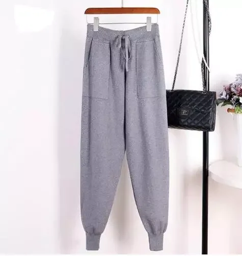 

2022NEW Elastic Waist Drawstring Trousers Thick Knitted Harem Pants Autumn Winter Sport swear Women'S Pants New Bottoms
