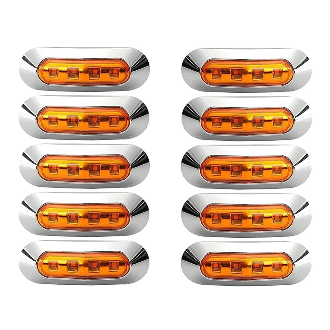 

10Pcs 4LED Side Marker Lights Front Rear Interior Clearance Tail Light Warning Turn Indicators Wheel Rock Lamp (Yellow)