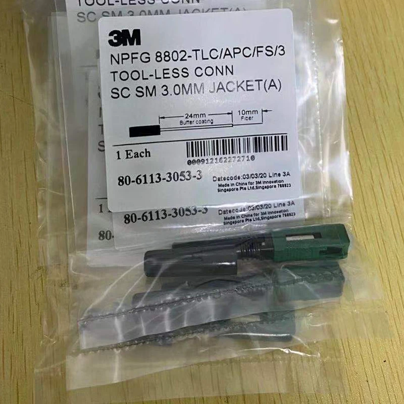 box 3M SC APC 8802-TLC/3 Fiber Optic Fast Connector Singlemode 3M SC 3.0 FTTH Fiber Optic SC Quick Connector