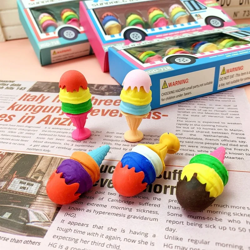 1 шт. мультяшный ластик для учеников креативный в форме мороженого десертная