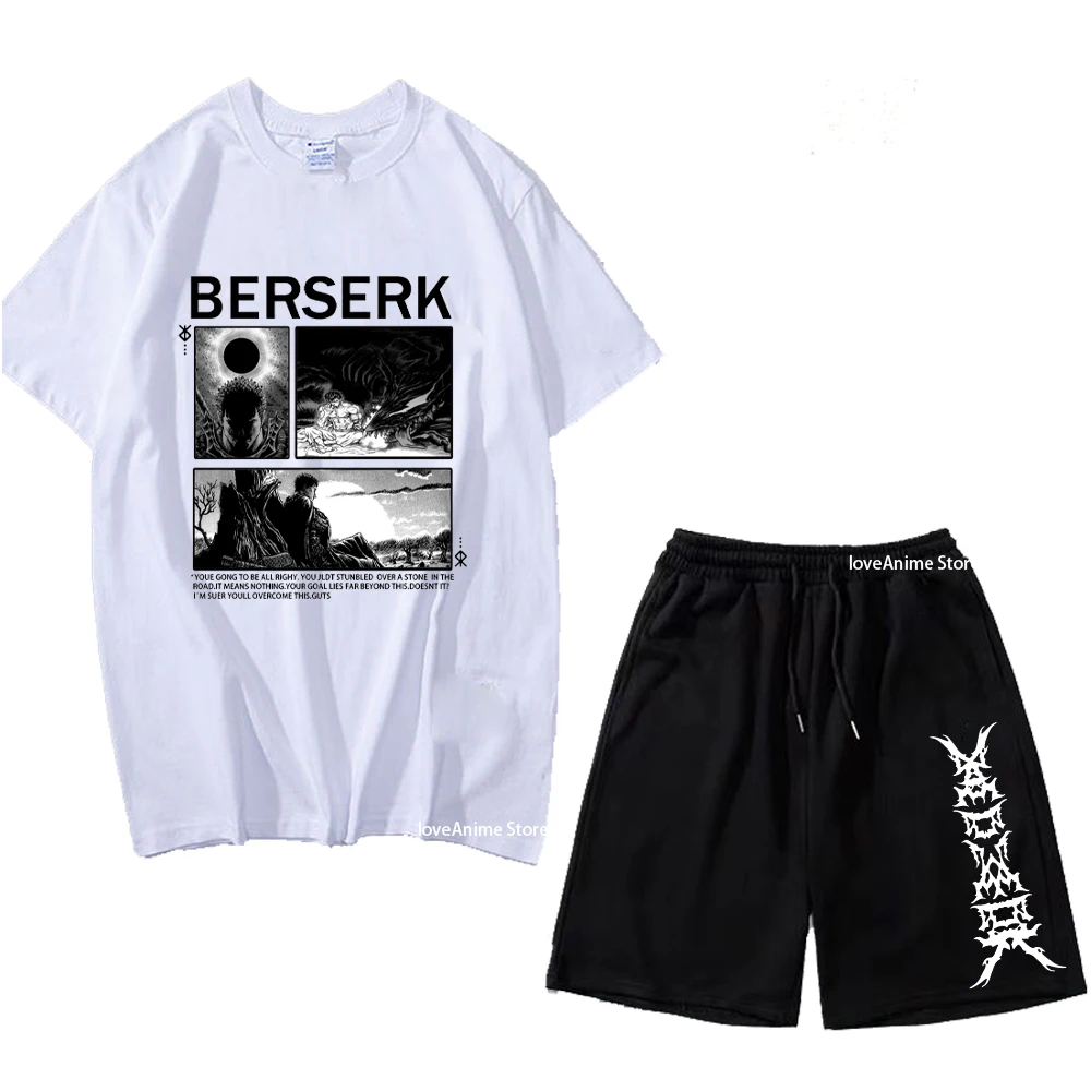 

Anime Berserk Tracksuit Men T-shirts Shorts Casual Harajuku Oversized T-shirt Sets Mens Anime Tracksuits Men Clothing