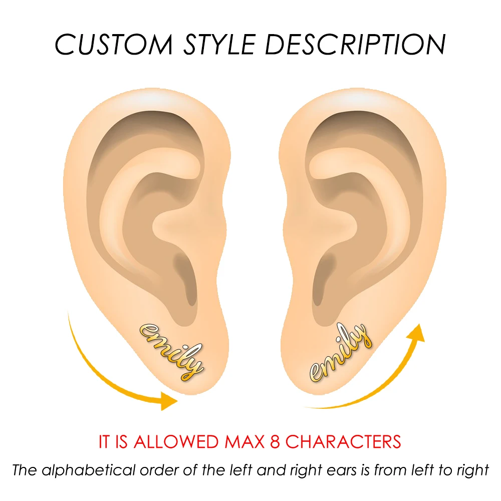 Orazio Customized Name Earring for Women Gold Color Personalized Letter 316L Stainless Steel Stud Earring Jewelry Gift Wholesale
