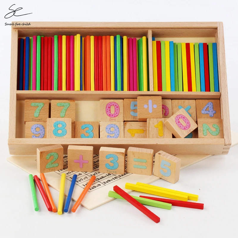 

Counting Sticks Box Set Montessori Wooden Blocks Number Math Teaching Arithmetic Kids Game Education Intelligence Stick Toy Gift