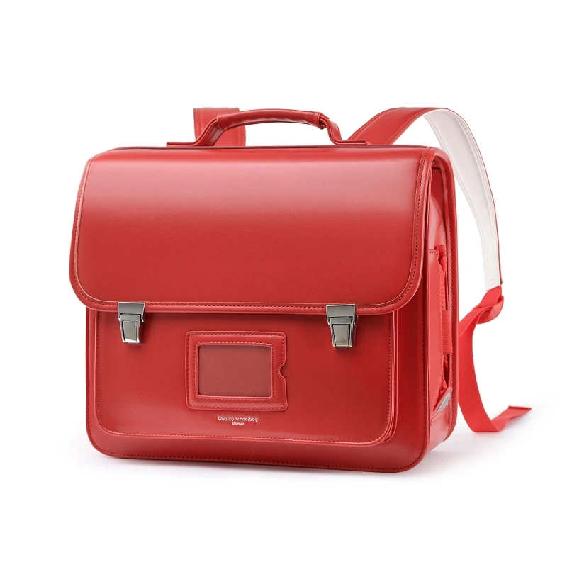 Portable PU Leather Backpack Primary School Bookbag Travel Daypack for Children Kids Student