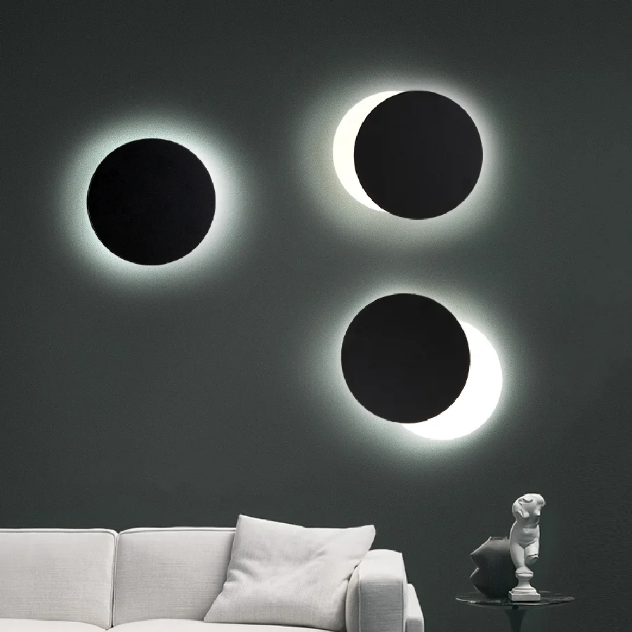 

Nordic Living Room Decoration Eclipse Sconces Stair Wall Mount Light Fixture Wall Lights For Bedroom Bedside Led Wall Lamp White