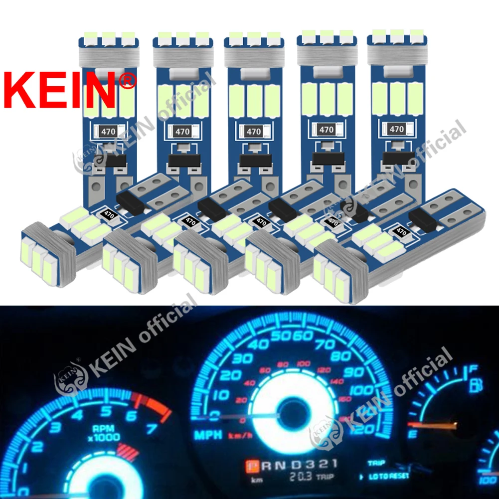 KEIN 10PCS T5 Led W3W Meter Bulb Instrument Dash Lights 73 74 17 27 Auto Interior Neo Wedge Dashboard Dash Side Lamp Signal Bulb