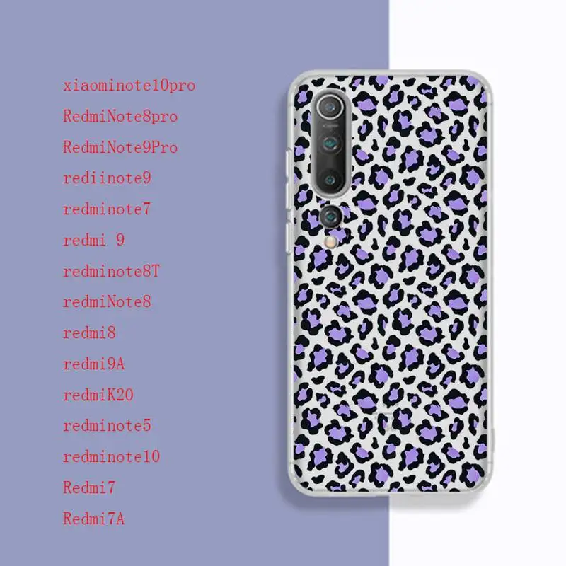 

Fashion Leopard Phone Case Transparent Phone Case For Redmi Note8T Note7 7A 9A Xiaomi Note10pro