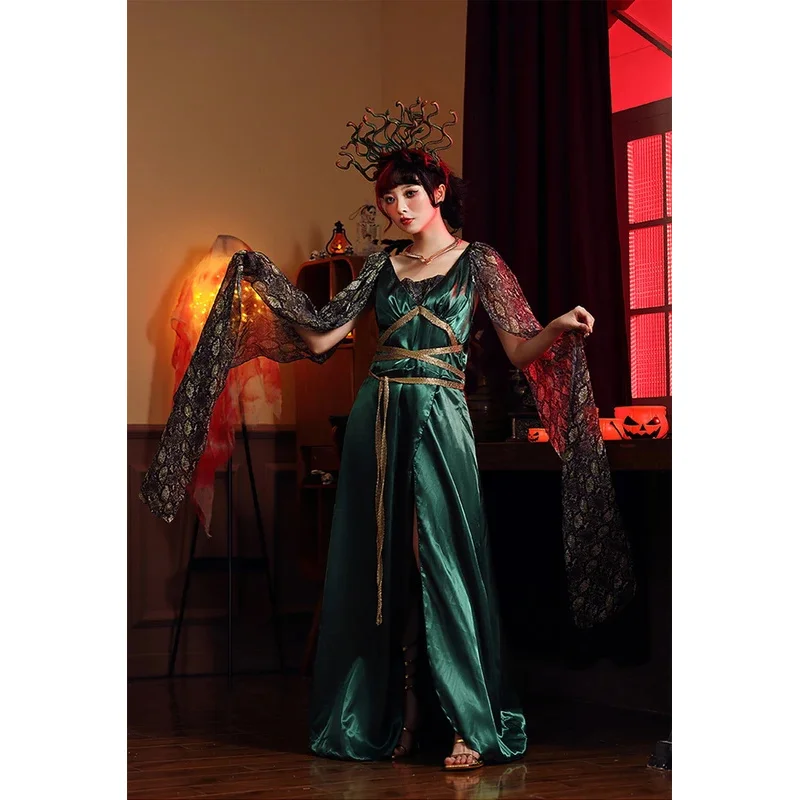 Хэллоуин Древнегреческий Миф Медуза Змея Косплей Аниме Костюм для Женщин