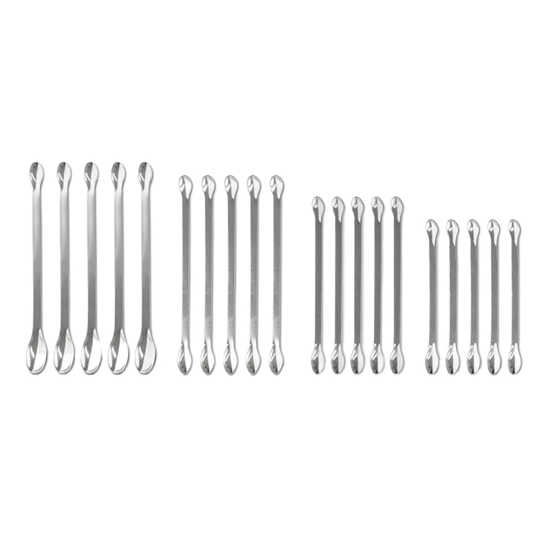 

New-20 Pcs Double Ended Tiny Spoon Lab Spatula Stainless Steel Laboratory Mini Scoop For Reagent Sampling Mixing Measuring