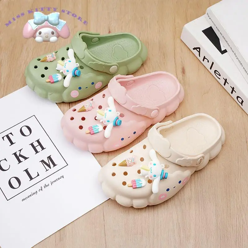 

Sanrio Mymelody Cinnamoroll Cartoon Cute Children's Slippers Women Wear Anti-Skid Slippers At Home Summer Sandals Sand Sandals