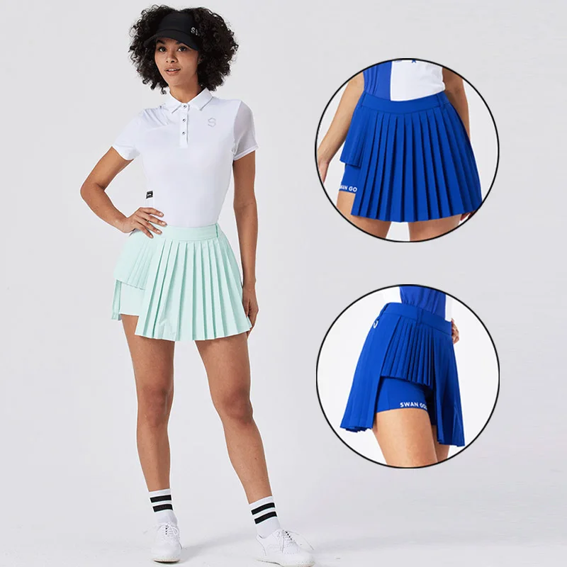 Pleated Skirts Ladies A-line Anti-exposure Golf Skorts High Waist Girls Casual Culottes