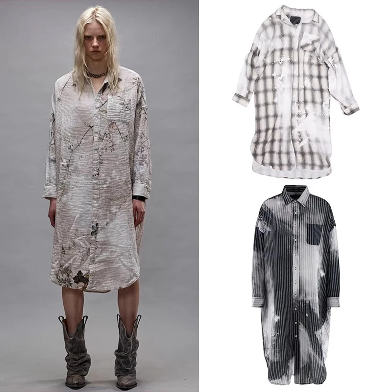 NIGO женская весенне-осенняя полосатая повседневная хлопковая длинная однотонная