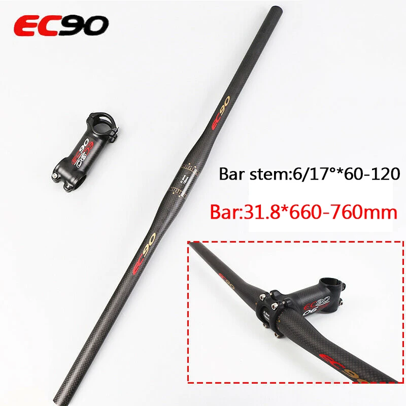 

EC90 Bike Handlebar 31.8mm Carbon HandleBar MTB Bar Flat/Riser 660-760mm Bar Stem 90mm Cycling Bicycle Accessories