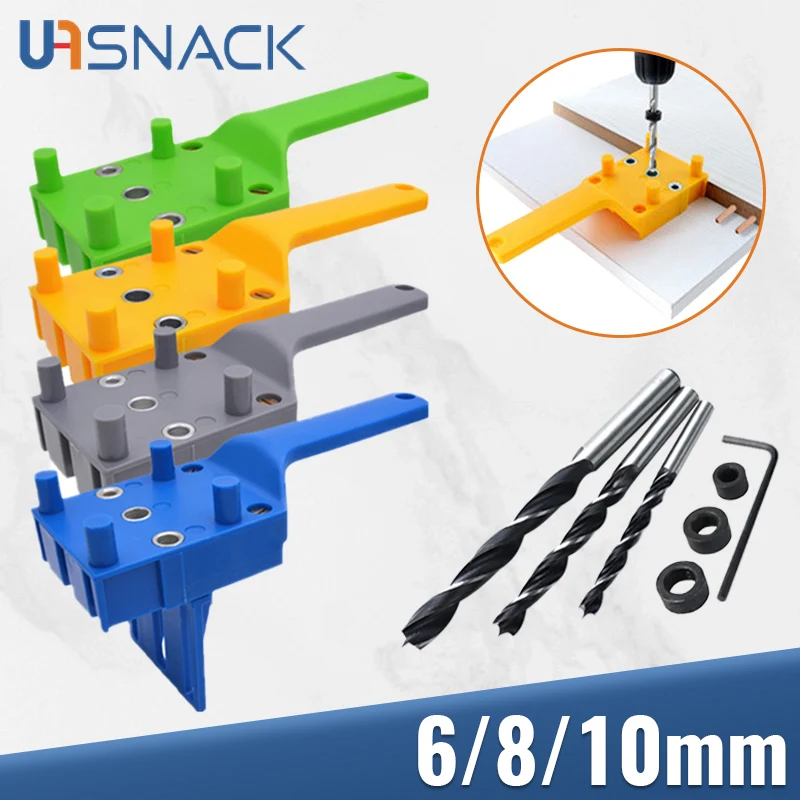 6/8/10mm Quick Wood Doweling Jig Hand Tools Handheld Drill Locator Woodworking Drill Bit Hole Puncher for Carpentry Dowel Joints