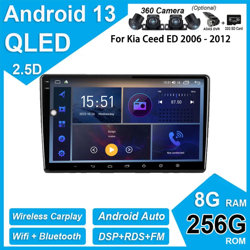 

4G LET QLED/IPS DSP 9 ''Android 13,0 для Kia Ceed 2006 - 2012 Радио Мультимедийный видеоплеер навигация GPS автомобильный радиоплеер