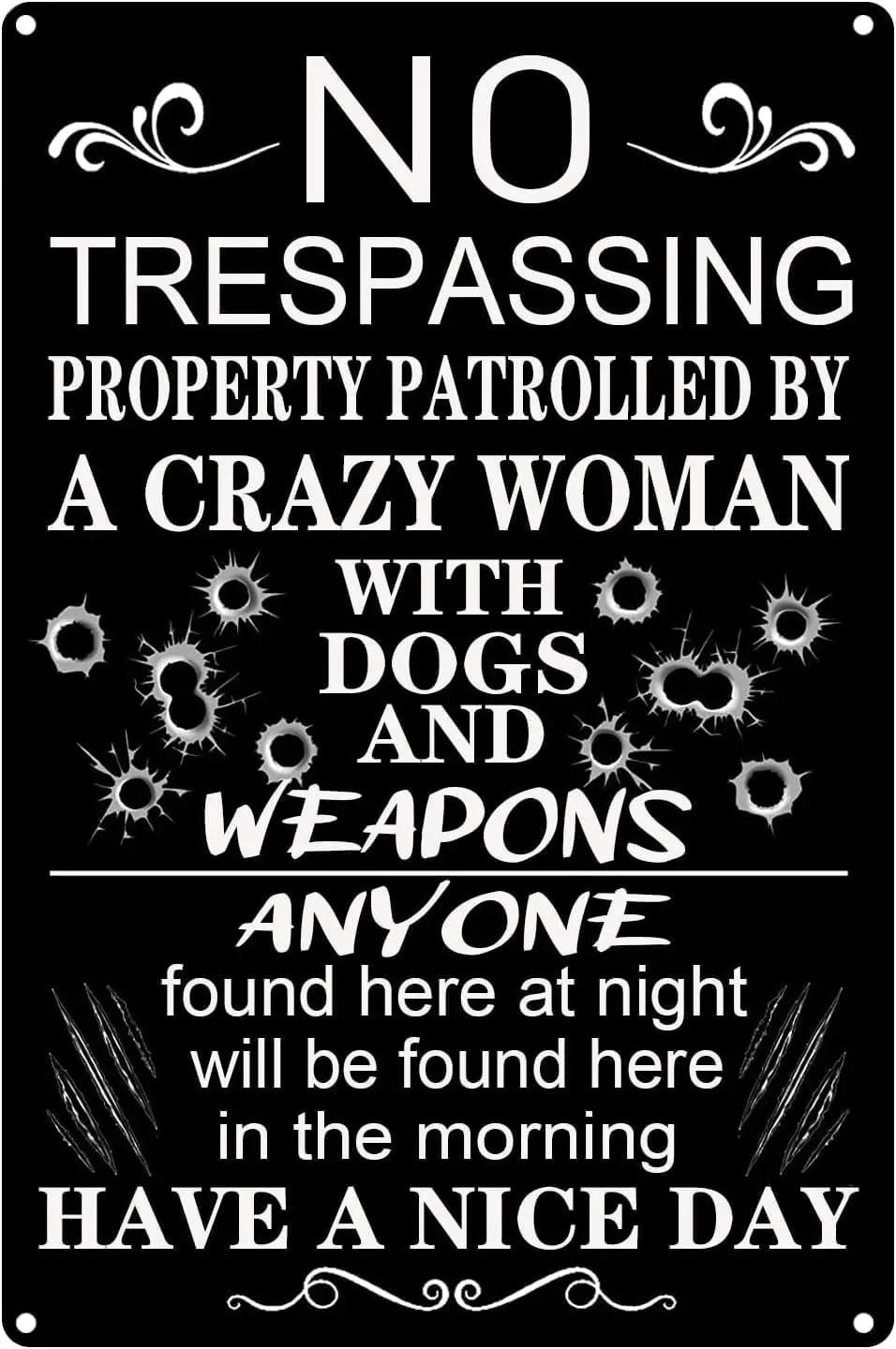 owotu Funny No Trespssng Sgns Ctrlte Property Solctng Yrd Sgn Bewre Of Dog Wrnng Metl Tn For Home Door 8X12 nches