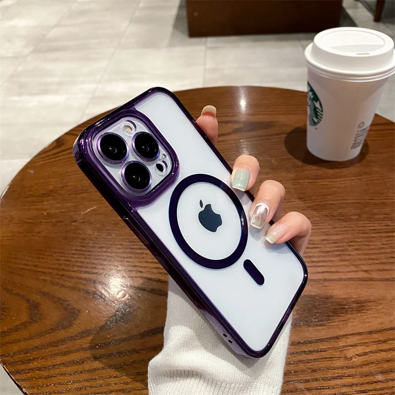 

Crystal Transparent anti-fall Magsafe case For iphone 13 14 14Pro 14 13Pro Max Magnetic Wireless Charging protective case cover