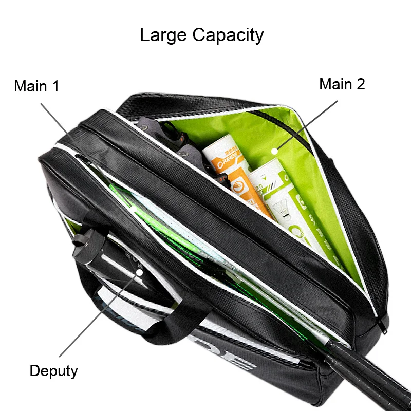 Portable Men Tennis Bag Large Capacity PU Polyester Squash Padel Tennis Racket Bags Black White Outdoor Gym Shoulder Bag Handbag