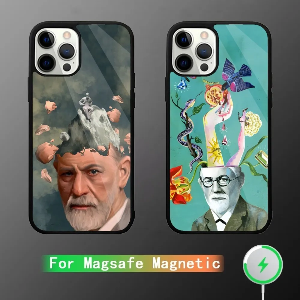 Sigmund psychoanalysis Freud Phone Case For iPhone 16 15 14 13 12 11 Plus Pro Max Mini Magsafe Magnetic Wireless Charging