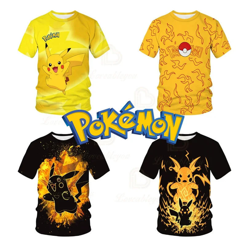 

Bulbasaur Charizard Charmander Pikachu Pokemon Summer T-shirt T shirt Tees Cool Oversized Short Thin Men Outerwear Tops