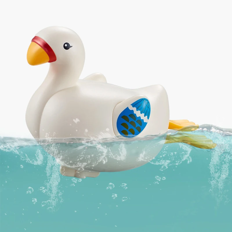 Water Toys Baby Bath Toys On The Chain Wind Up Swimming Little White Goose Bathroom