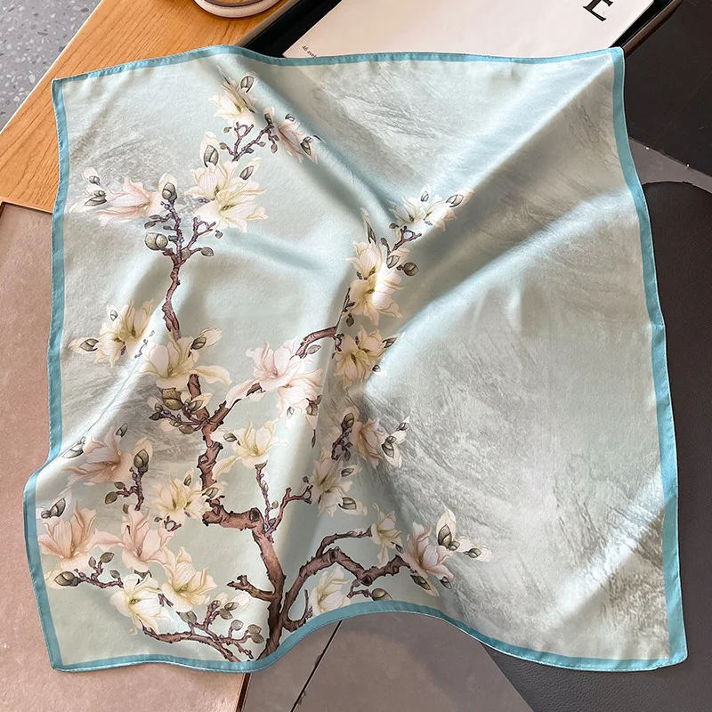 Новинка 2024 100% натуральный шелковый шарф модный женский маленький платок на шею