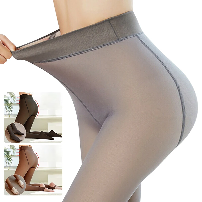 

Women's Winter Thermal Velvet Pantyhose Fake Translucent Thick Fleece Warm Panty Tights High Waist Elastic Sexy Stocking Legging