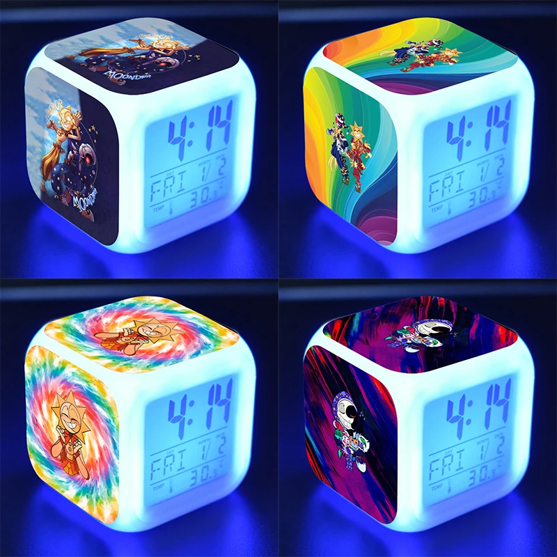 Fnaf Sundrop Moondrop LED Glowing Alarm Clock for Children B