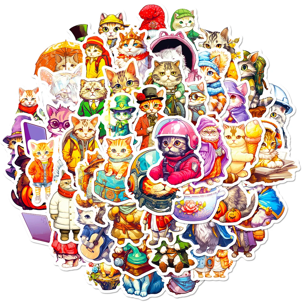 

10/30/50Pcs Cool Anime Cats Stickers Funny Animal Cartoon Sticker Decorative Notebook Luggage Guitar Bike Kid Toys Decals Gift