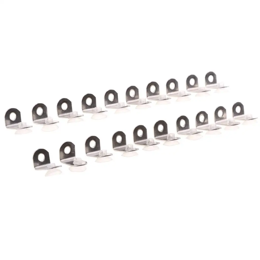 

20 Pieces Silver Tone Clear Suction Cup Shelf Support Holder Metal 20*13mm