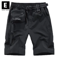 mens shorts streetwear ribbon pockets techwear shorts summer military tactical black short pants harajuku function bottoms