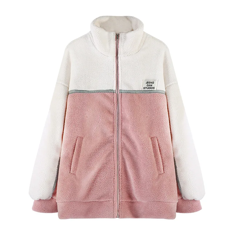

2022 New Korean Version with Fleece Thick Polar Fleece Coat Women Autumn Winter Loose Top