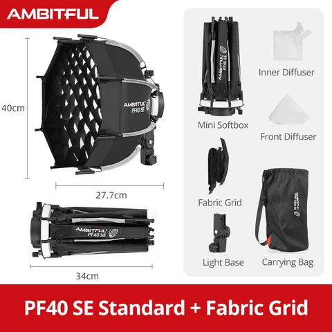 AMBITFUL PF30/PF40 30 см/40 см, мини-вспышка, зонт, софтбокс + сотовая сетка, Внешняя вспышка, софтбокс для Godox