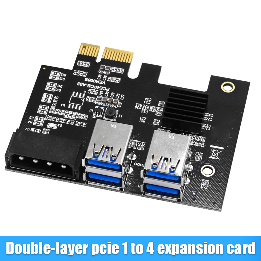 

PCI-E до PCI-E адаптер мультипликатора PCI-Express, от 1x до 16x, карта расширения от 1 до 4, концентратор USB 3,0 для майнинга BTC с 4-контактным портом питания ...