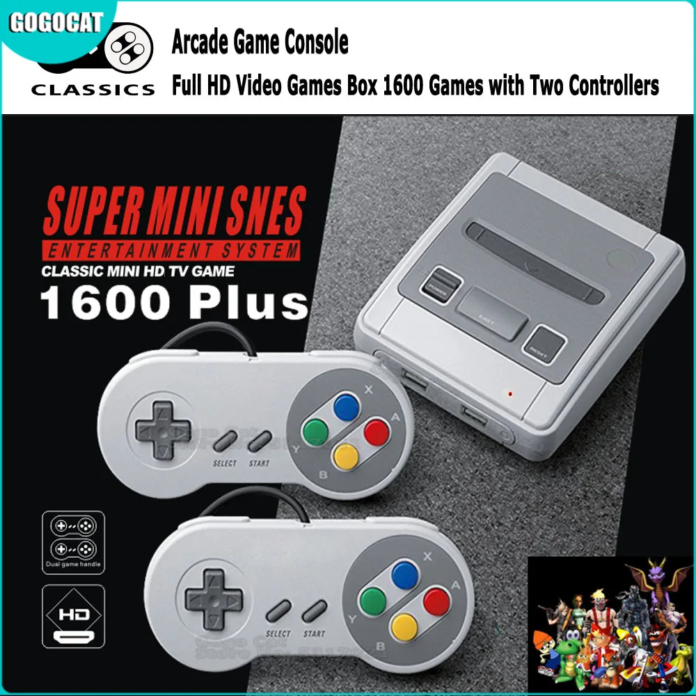 

4K Arcade HD TV Retro Game Console Handheld Mini 64 Bit for Super Nintendo MD Built-in 1600 Game Gaming Controller Portable Gift