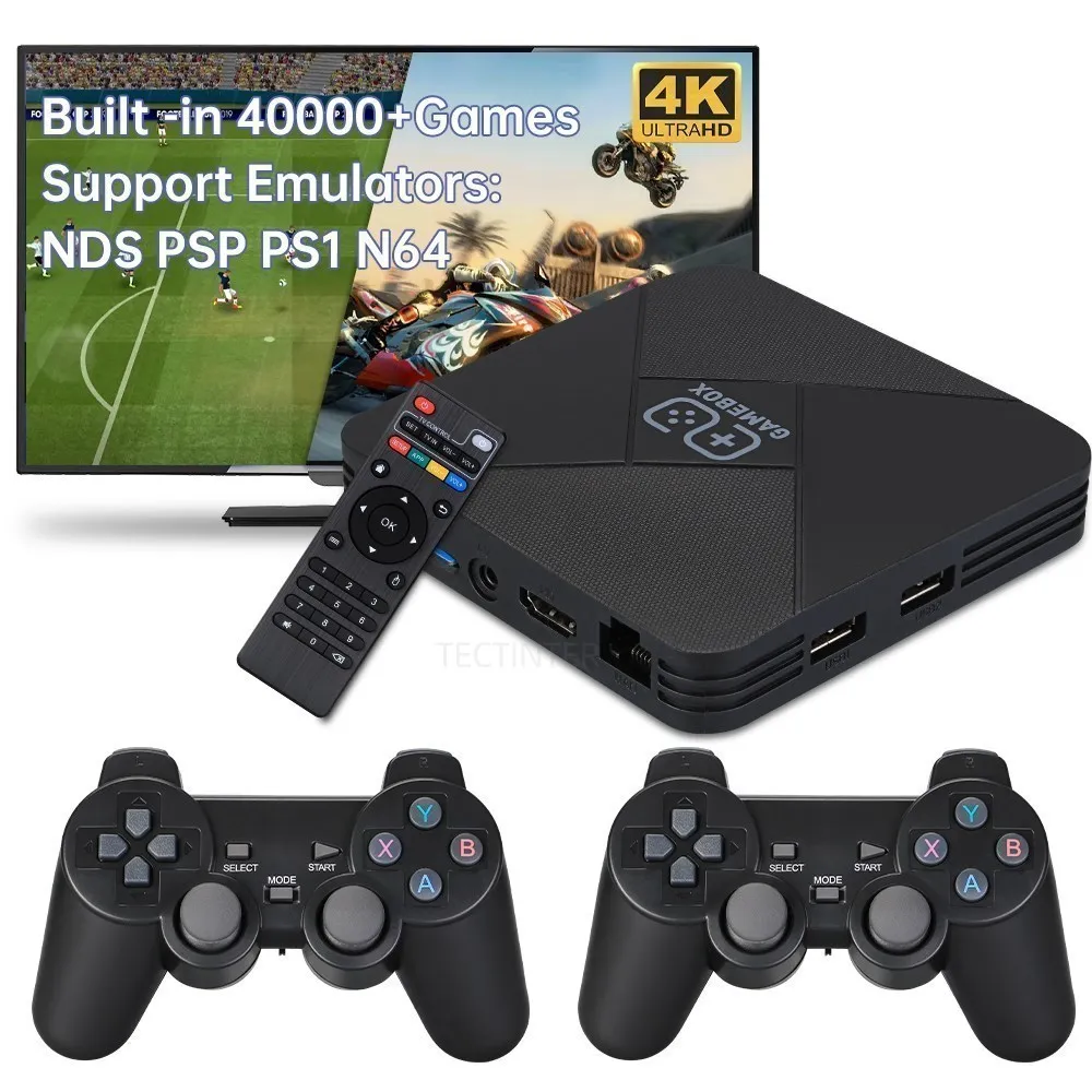 

Dual-System 4K Video Game Console Handheld Game Player Wireless Gamepad Built in 40000+ Games TV Box Support NDS/PS1/PSP/N64