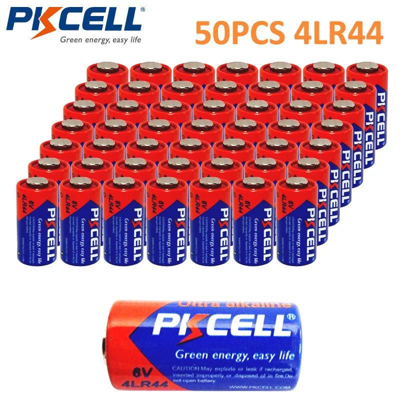 

Батарейки PKCELL 50 шт., батареи 6 В, 4LR44 L1325 A544, щелочные батареи