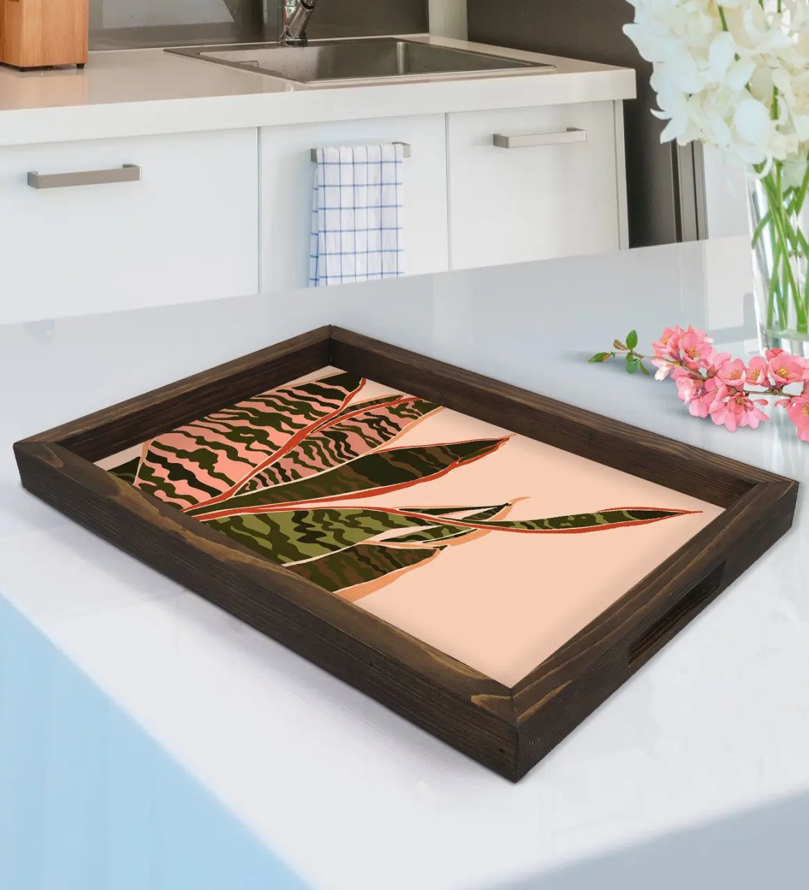 

BK Gift Foliage Design Natural Wood Tray-2