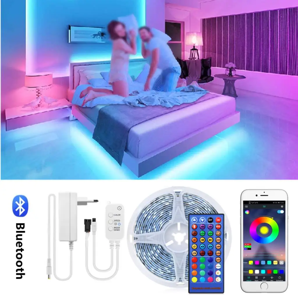 

Модифицируемая Светодиодная лента WS2811, 12 В, RGB, неоновая, Bluetooth, умная Светодиодная лента, 5 м, 10 м, красочные галосирующие огни, декоративная л...