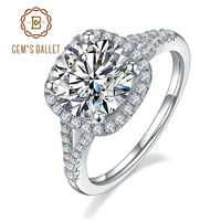 GEM'S BALLET 925 Sterling Silver Halo Engagement Ring 1.5ct 2 ct 3ct D Color Moissanite Diamond Ring For Women Fine Jewelry