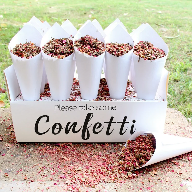 

HUIRAN Confetti Cone Holder Rose Dried Flower Petal Wedding Decor For Weddings Decor Rustic Weding BIrthday Party Decor Confetti