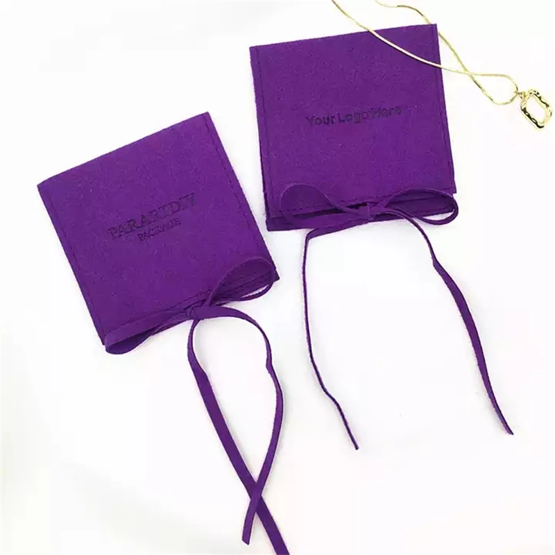 SheepSew 9*9cm purple personalized jewelry packaging pouch custom logo chic small envelope microfiber pouch bag bulk